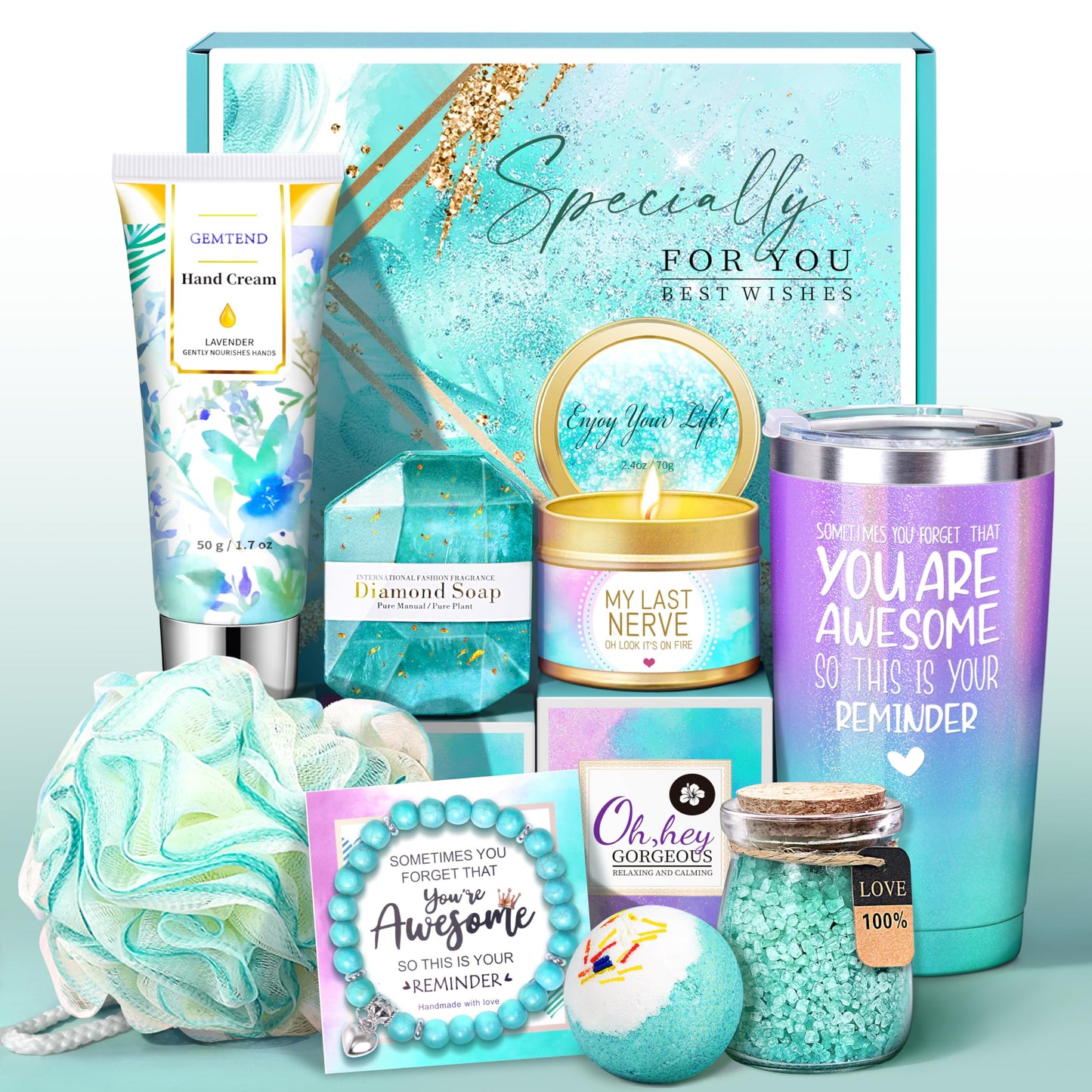 Birthday Gifts for Women, Gifts for Women, Mom, Wife, Girlfriend, Sister, Friends, Her, Relaxing Spa Gifts Basket Self Care Gifts, Christmas, Valentine's Day, Mother's Day Gifts