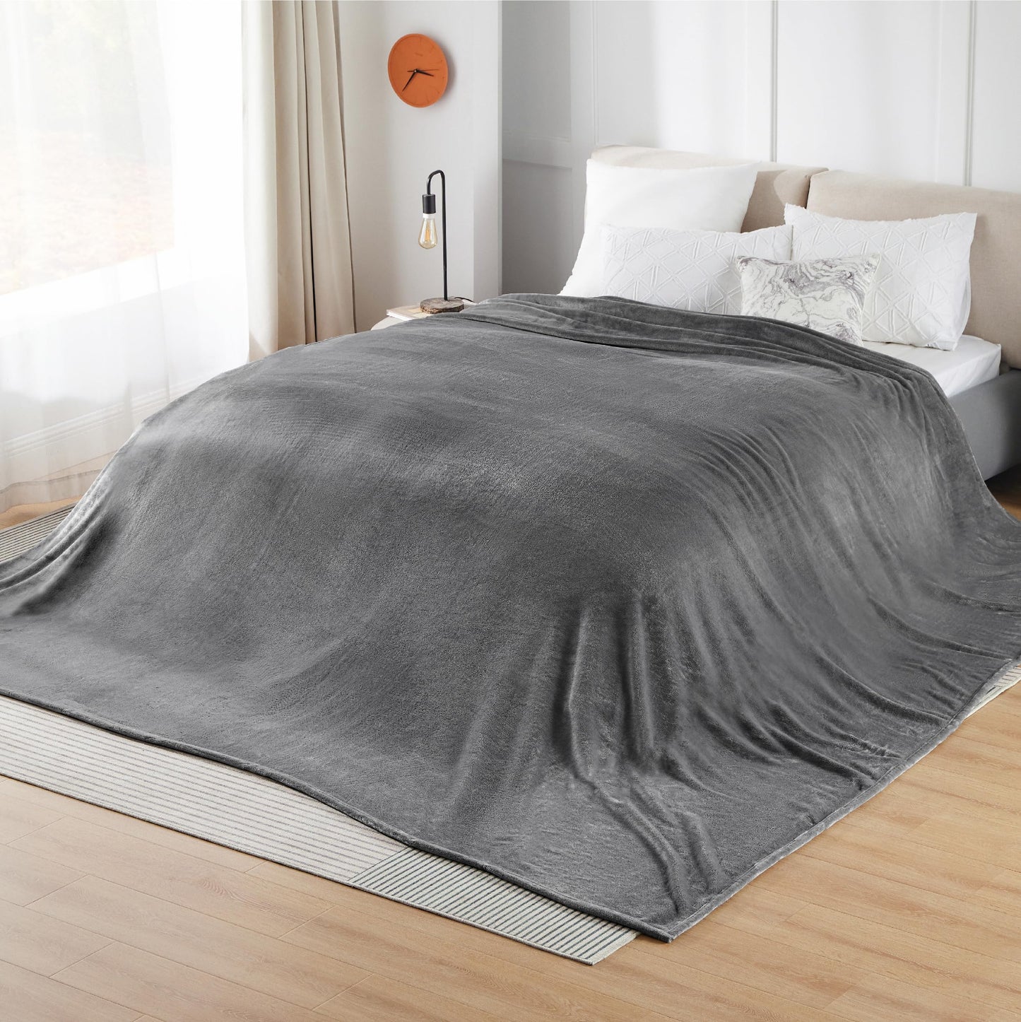 Bedsure Oversized King Big Blanket 120"x120" - Extra Large Soft Blankets for Bed, Sofa, Couch, Travel, Camping, Party, Giant Huge Throws, 10'x10', Dark Grey