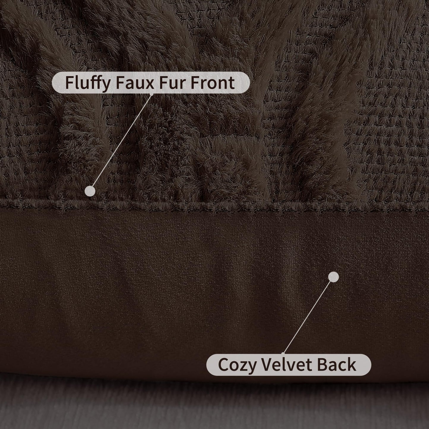 decorUhome Throw Pillow Covers 12x20 Inch Set of 2, Soft Plush Faux Wool Brown Solid Couch Pillow Covers, Accent Farmhouse Neutral Square Pillow Cases for Sofa Bed Living Room Home Decor
