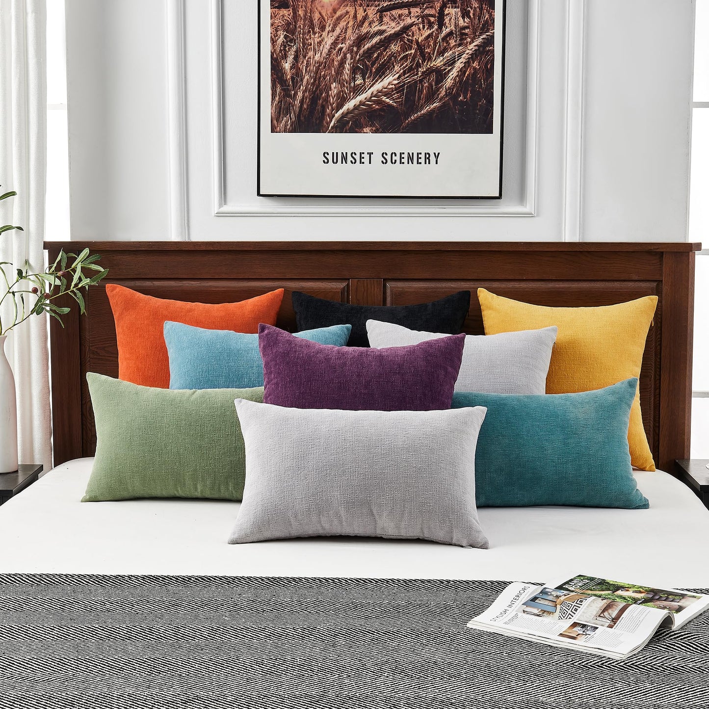 GAWAMAY Decorative Square Throw Pillow Covers 18"x18" Inch Set of 4, Super Soft Chenille Pillows Farmhouse Fall Pillowcase for Living Room Bedroom Sofa Couch Cushion Cover Burnt Orange 45x45cm